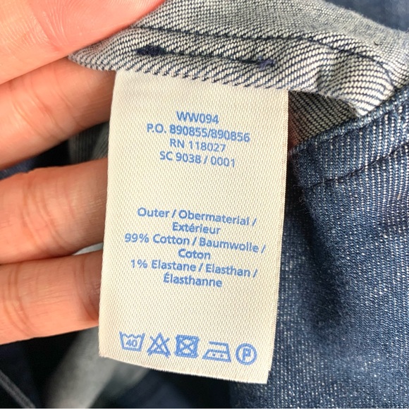 Boden Lola Denim Shirt Dress Sz 8L Long Sleeve Collared Pockets Stretch Casual - Picture 11 of 11